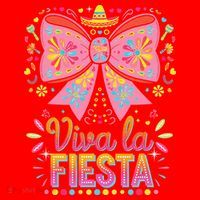 Viva La Fiesta Coquette Bow Cinco De Mayo Mexican Santa Hat thumb 1