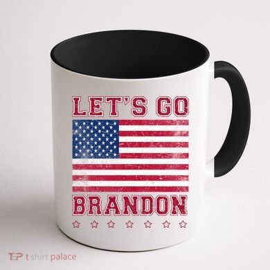 Vintage Let's Go Brandon American Flag Coffee Mug back