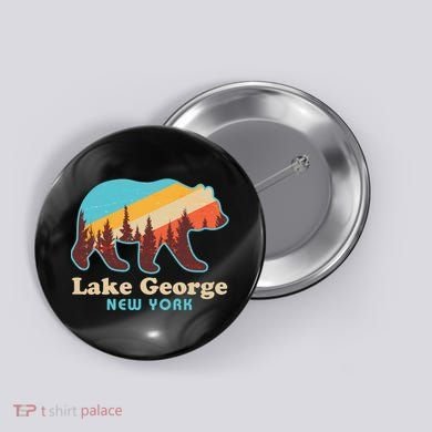 Vintage Lake George New York Forest Bear Button
