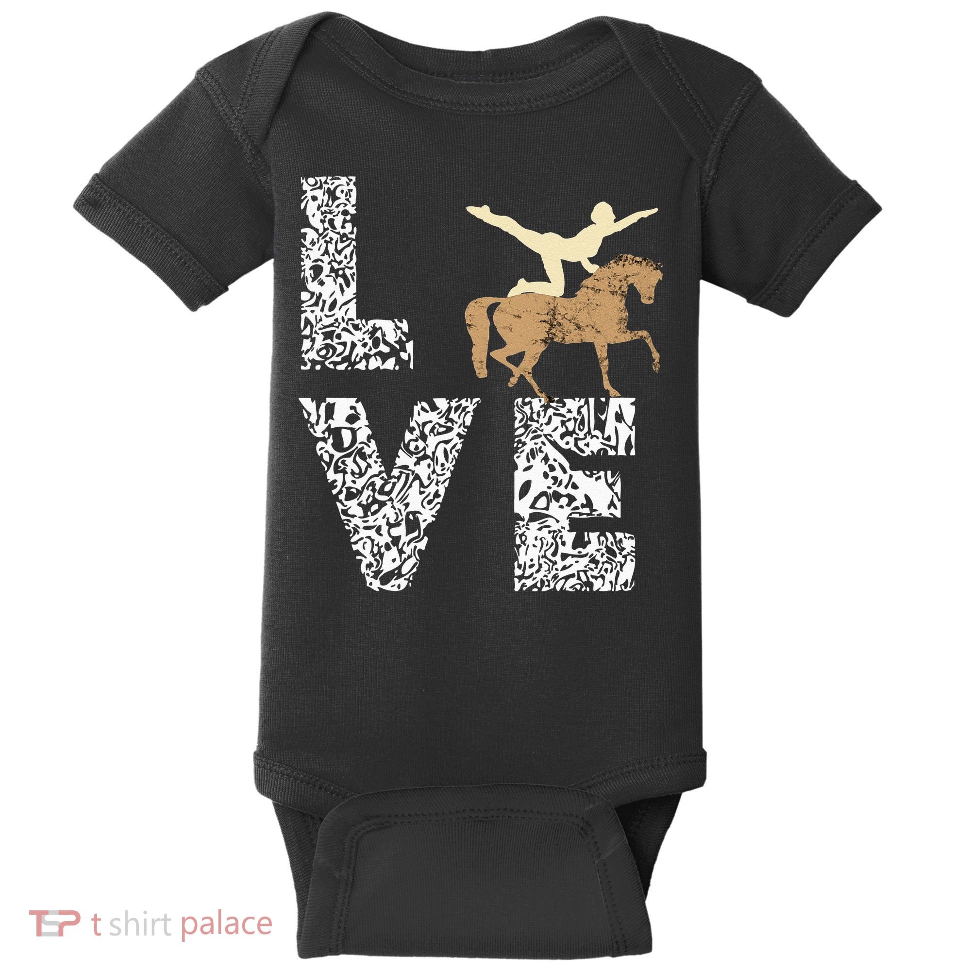 Vaulting Love Horseback Equestrian Horse Riding Acrobatics Baby Bodysuit