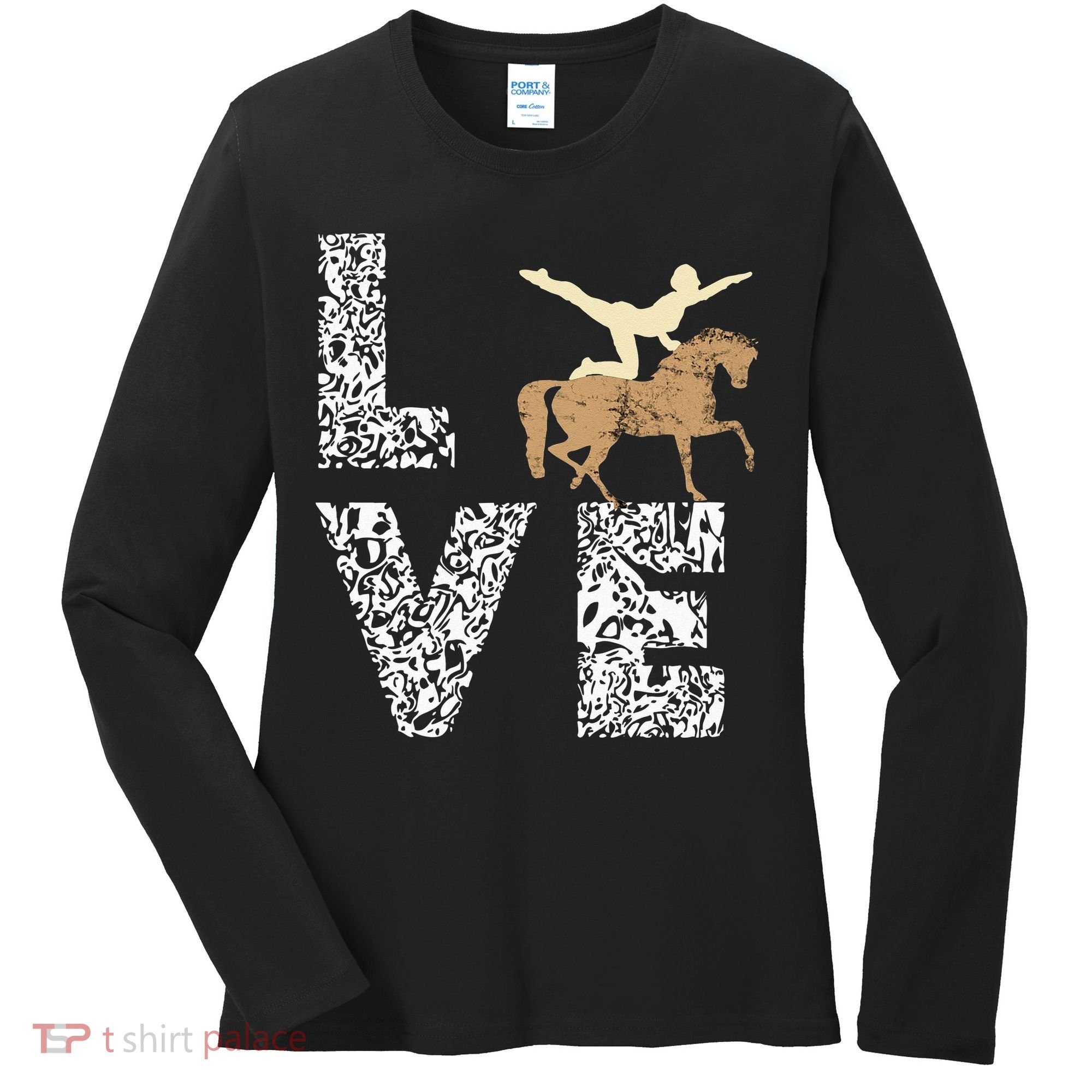 Vaulting Love Horseback Equestrian Horse Riding Acrobatics Women's Long Sleeve Shirt