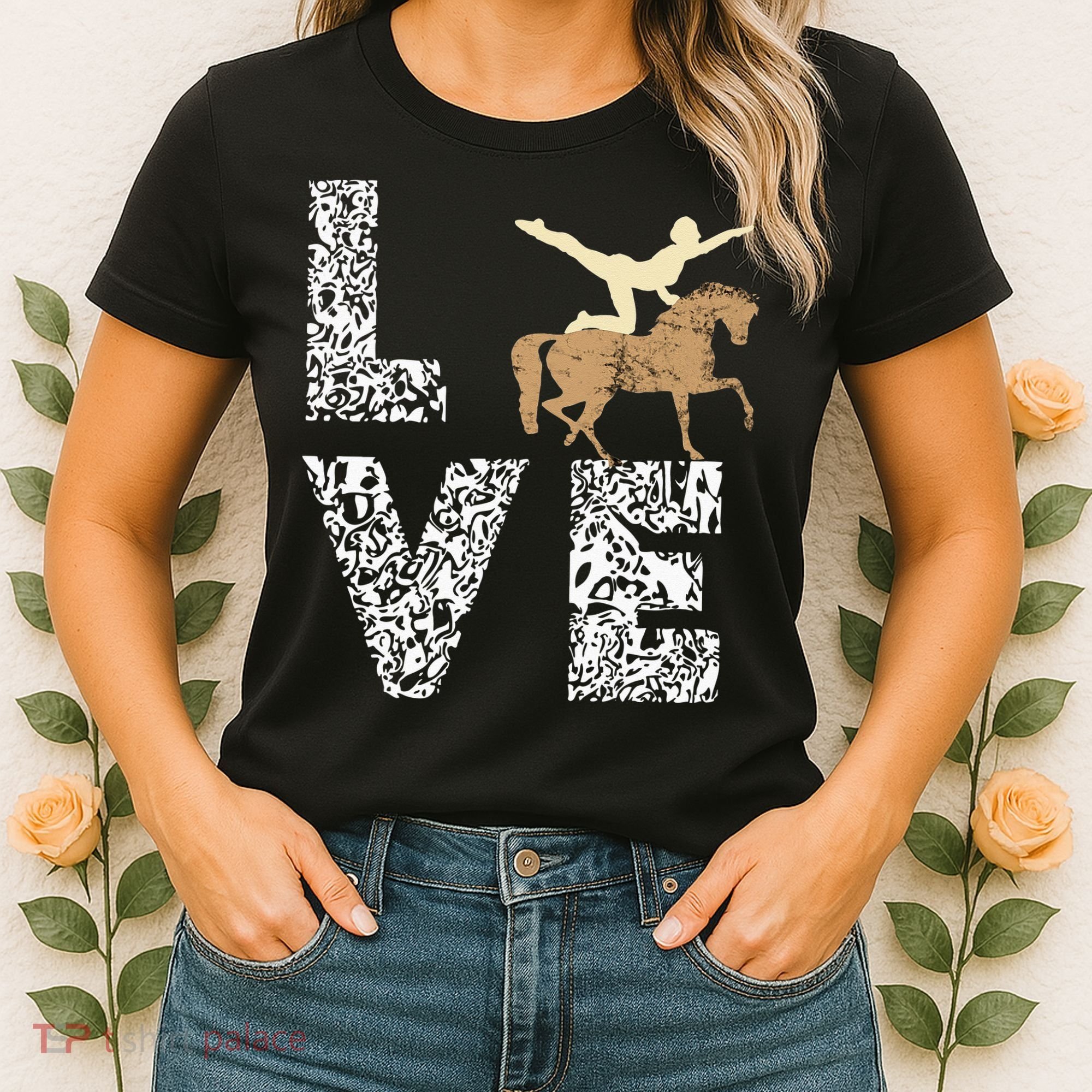 Vaulting Love Horseback Equestrian Horse Riding Acrobatics Women's T-Shirt