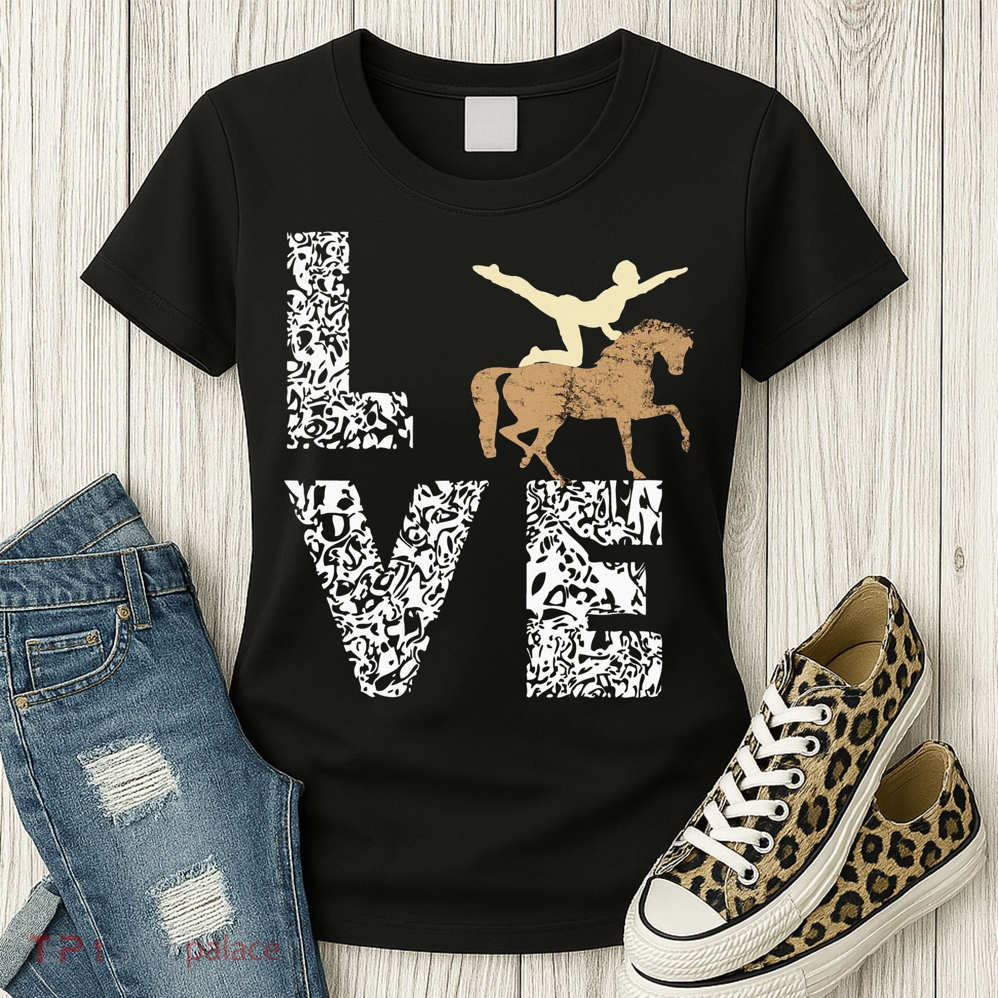Vaulting Love Horseback Equestrian Horse Riding Acrobatics Women's T-Shirt