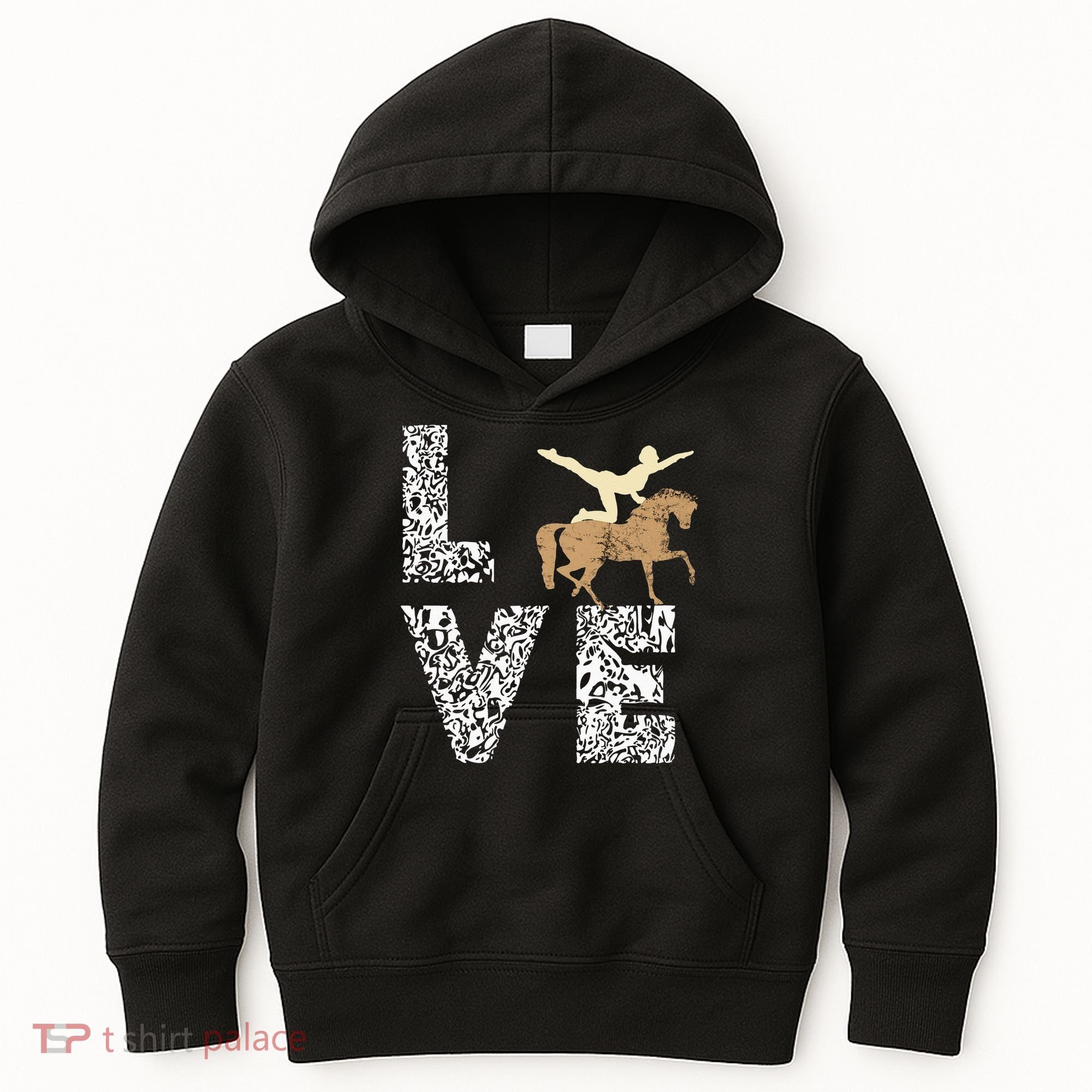 Vaulting Love Horseback Equestrian Horse Riding Acrobatics Kids Hoodie