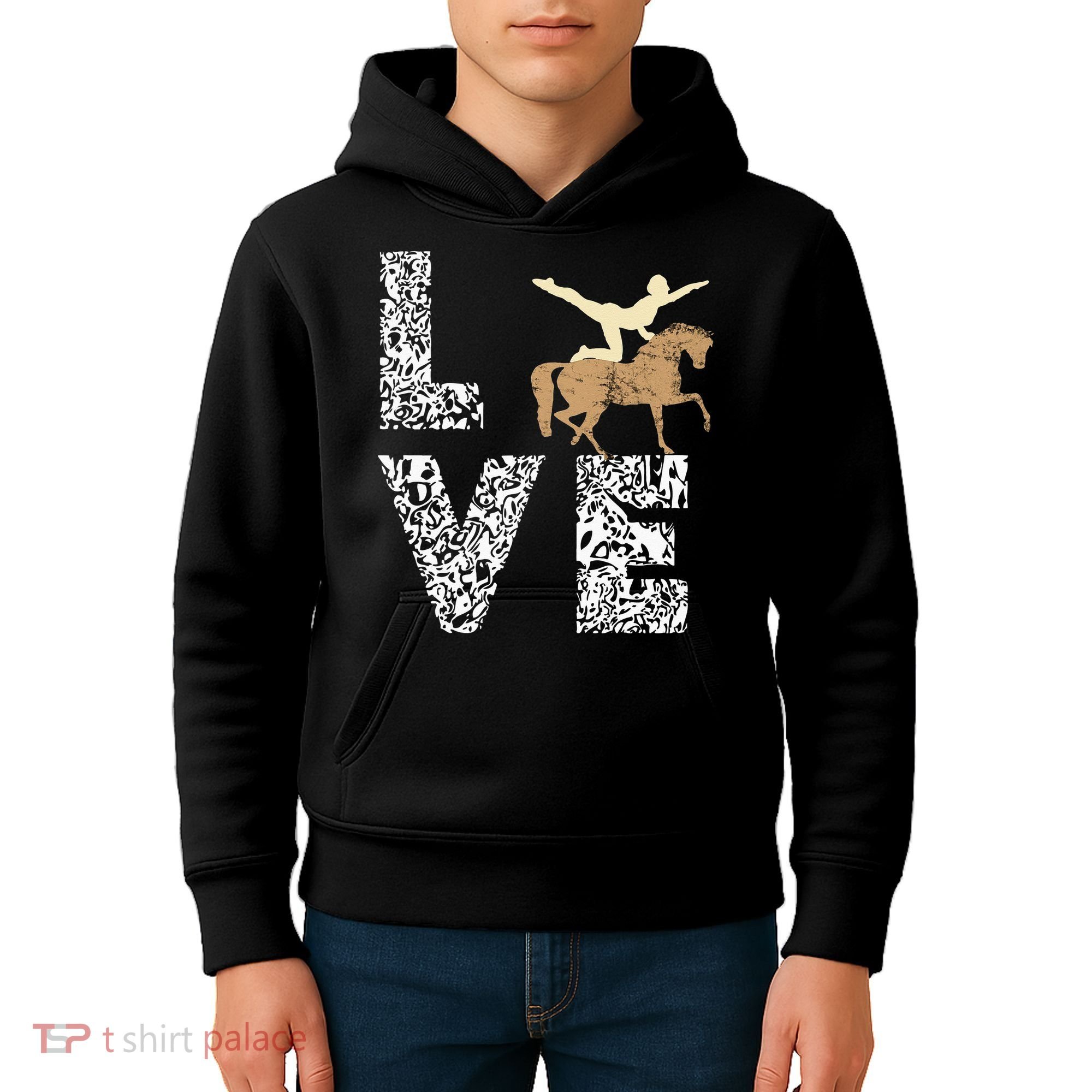 Vaulting Love Horseback Equestrian Horse Riding Acrobatics Kids Hoodie