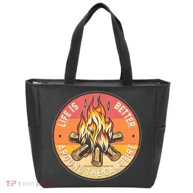 Vintage Life Is Better Around The Campfire Emblem Tote Bag
