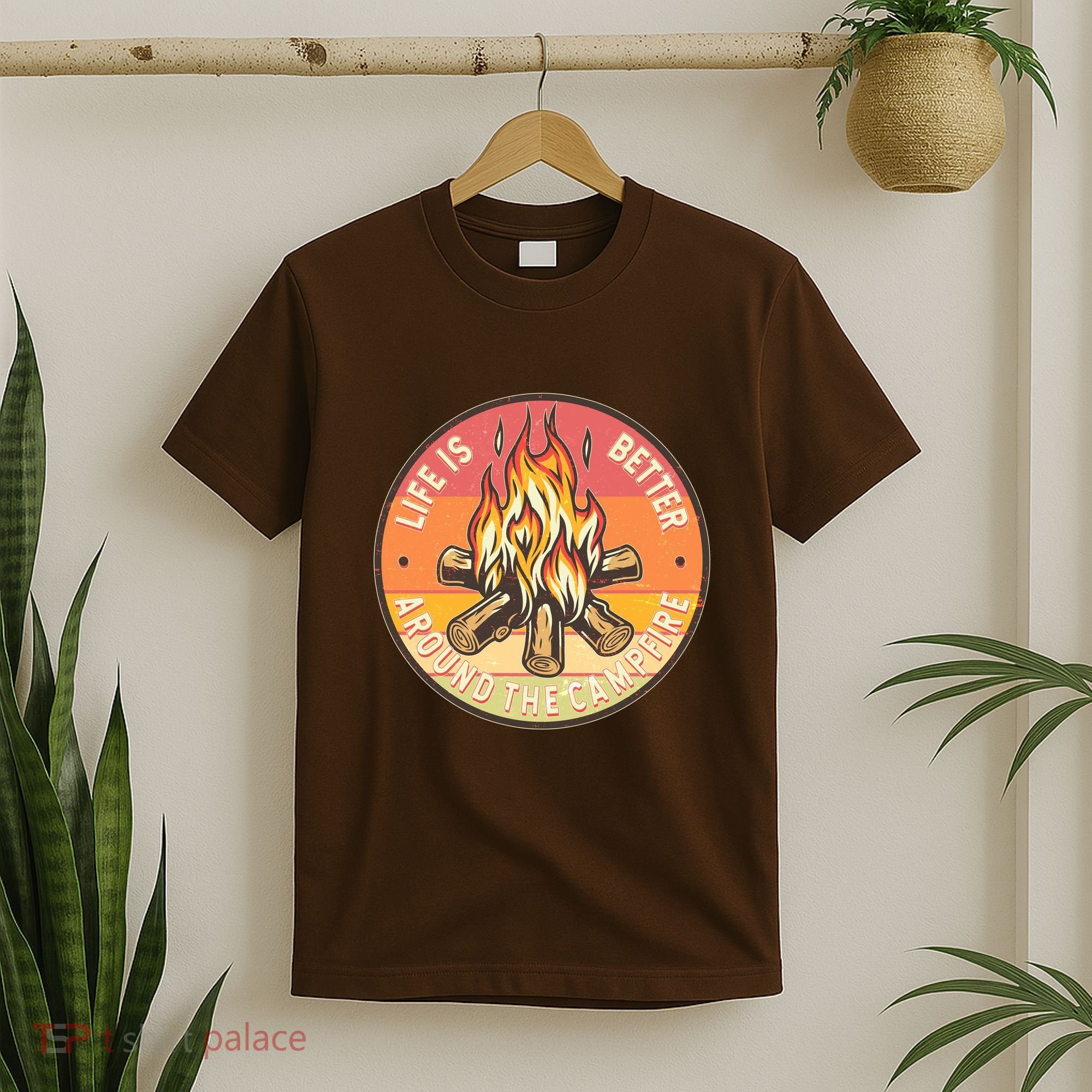 Vintage Life Is Better Around The Campfire Emblem T-Shirt