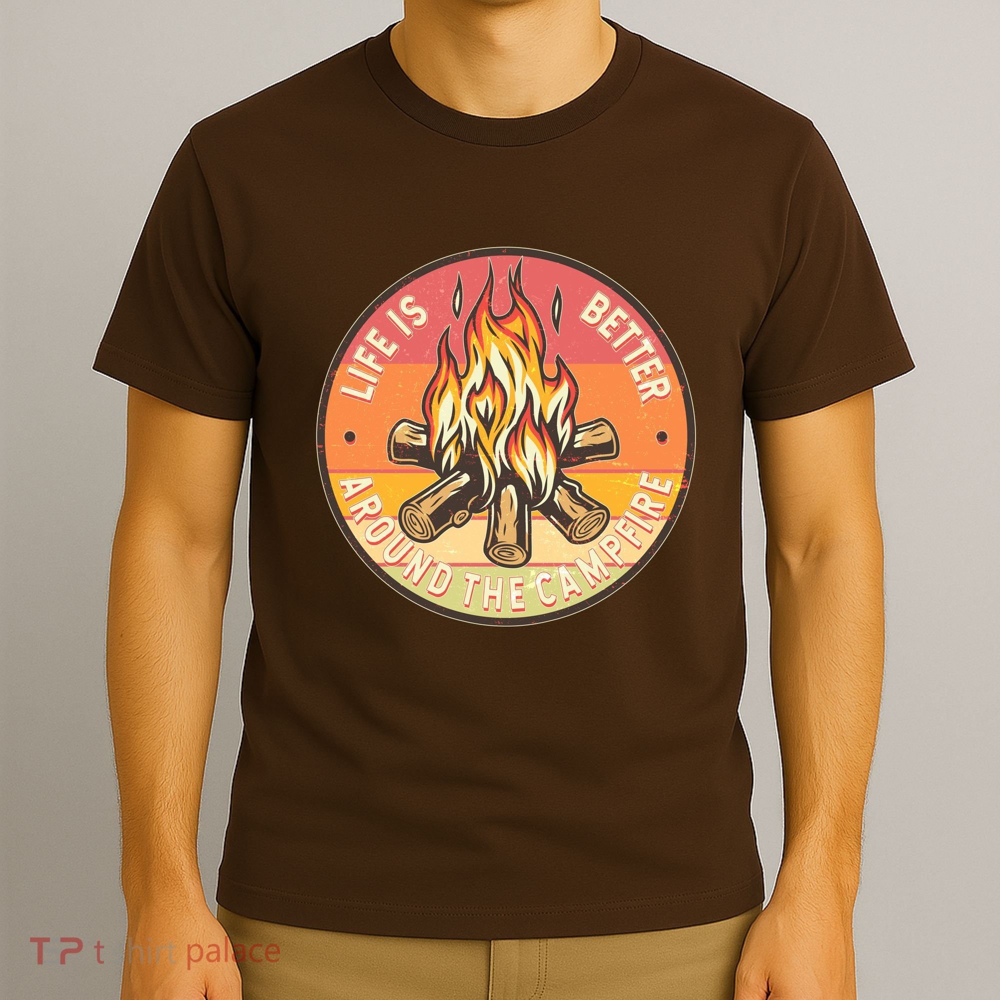 Vintage Life Is Better Around The Campfire Emblem T-Shirt