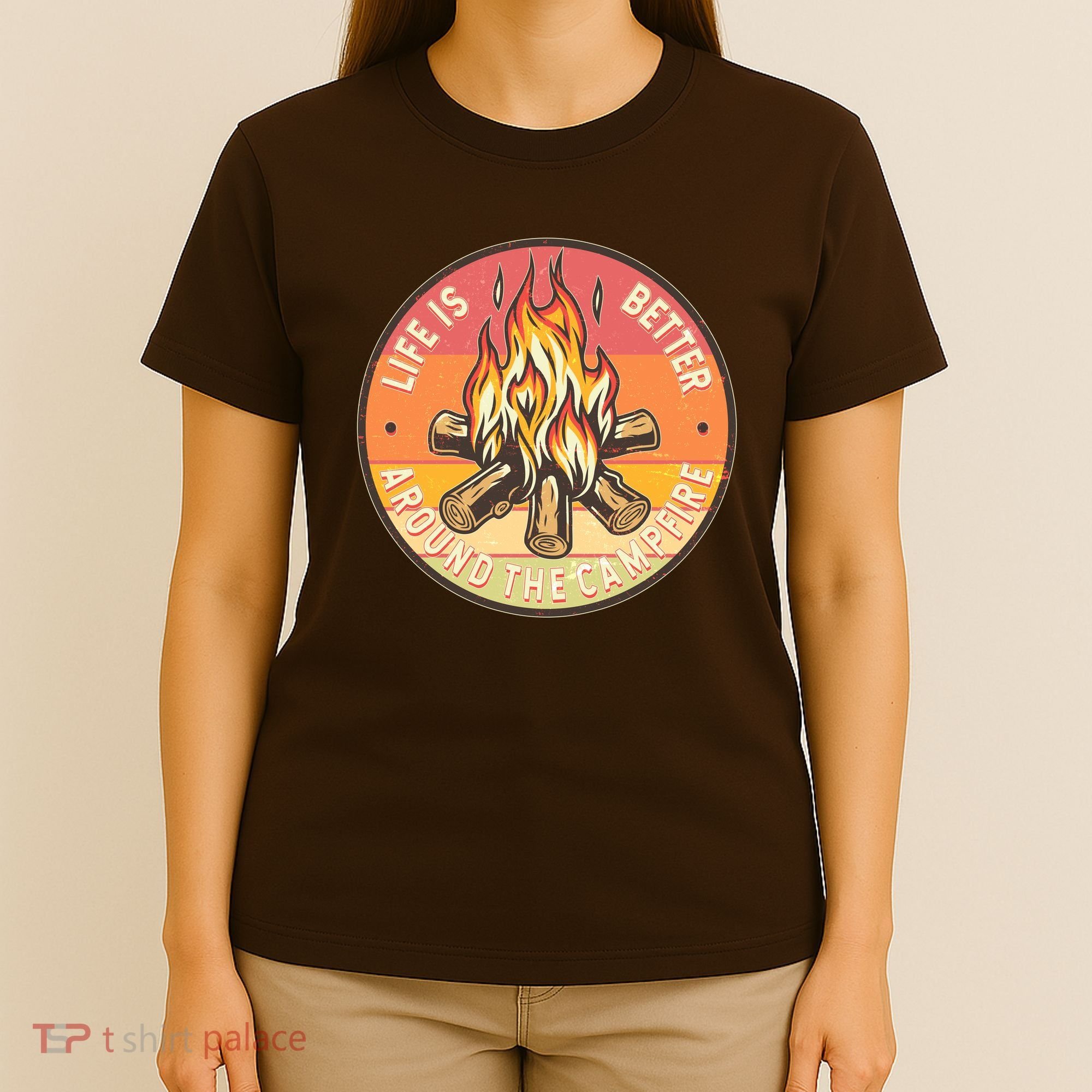 Vintage Life Is Better Around The Campfire Emblem T-Shirt