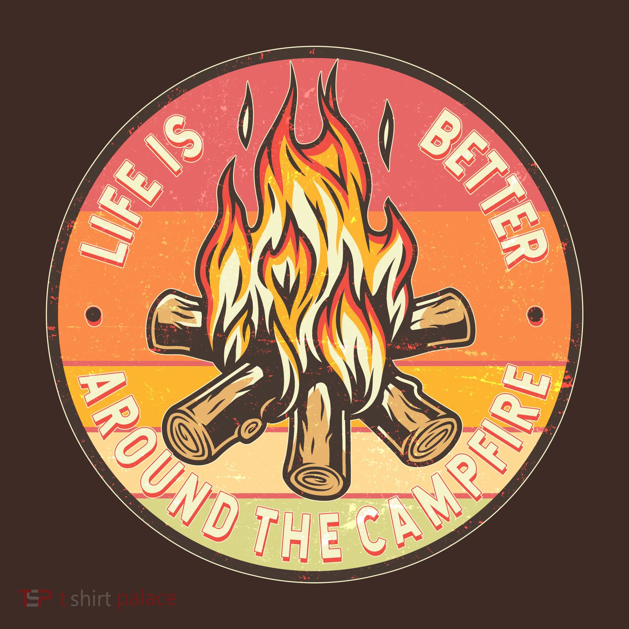 Vintage Life Is Better Around The Campfire Emblem T-Shirt