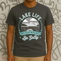 Vintage Lake Life Because Beaches Be Salty T-Shirt thumb 3