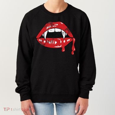 Vampire Lips Lazy Halloween Costume Blood Fangs Women's Sweatshirt