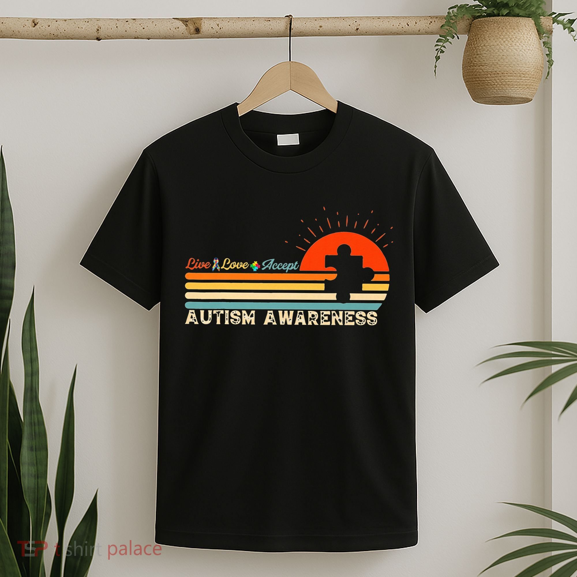 Vintage Live Love Accept Autism Puzzle Autism Awareness T-Shirt
