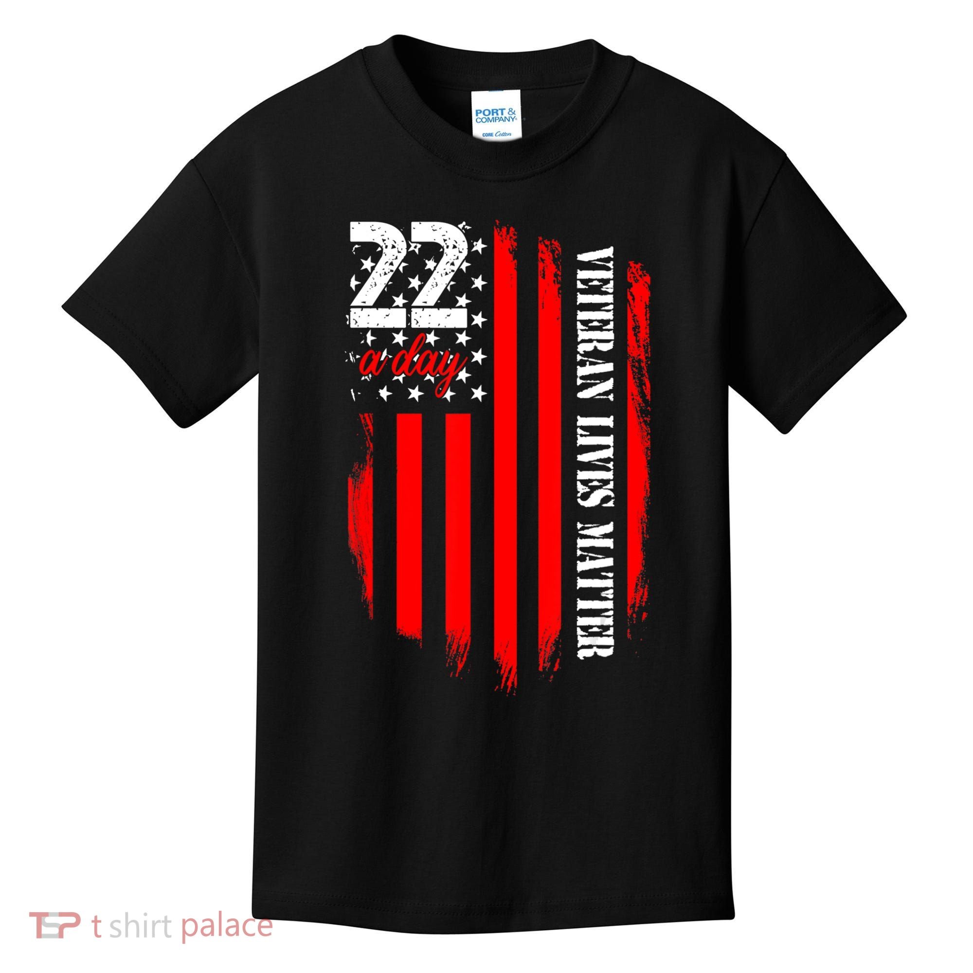 Veteran Lives Matter Suicide Awareness Ptsd Veteran 22 Day Kids T-Shirt