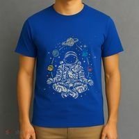 Vintage Lotus Meditating Astronaut Zen Yoga Planets Universe Gift T-Shirt thumb 3