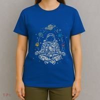 Vintage Lotus Meditating Astronaut Zen Yoga Planets Universe Gift T-Shirt thumb 4