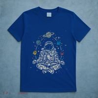 Vintage Lotus Meditating Astronaut Zen Yoga Planets Universe Gift T-Shirt thumb 5