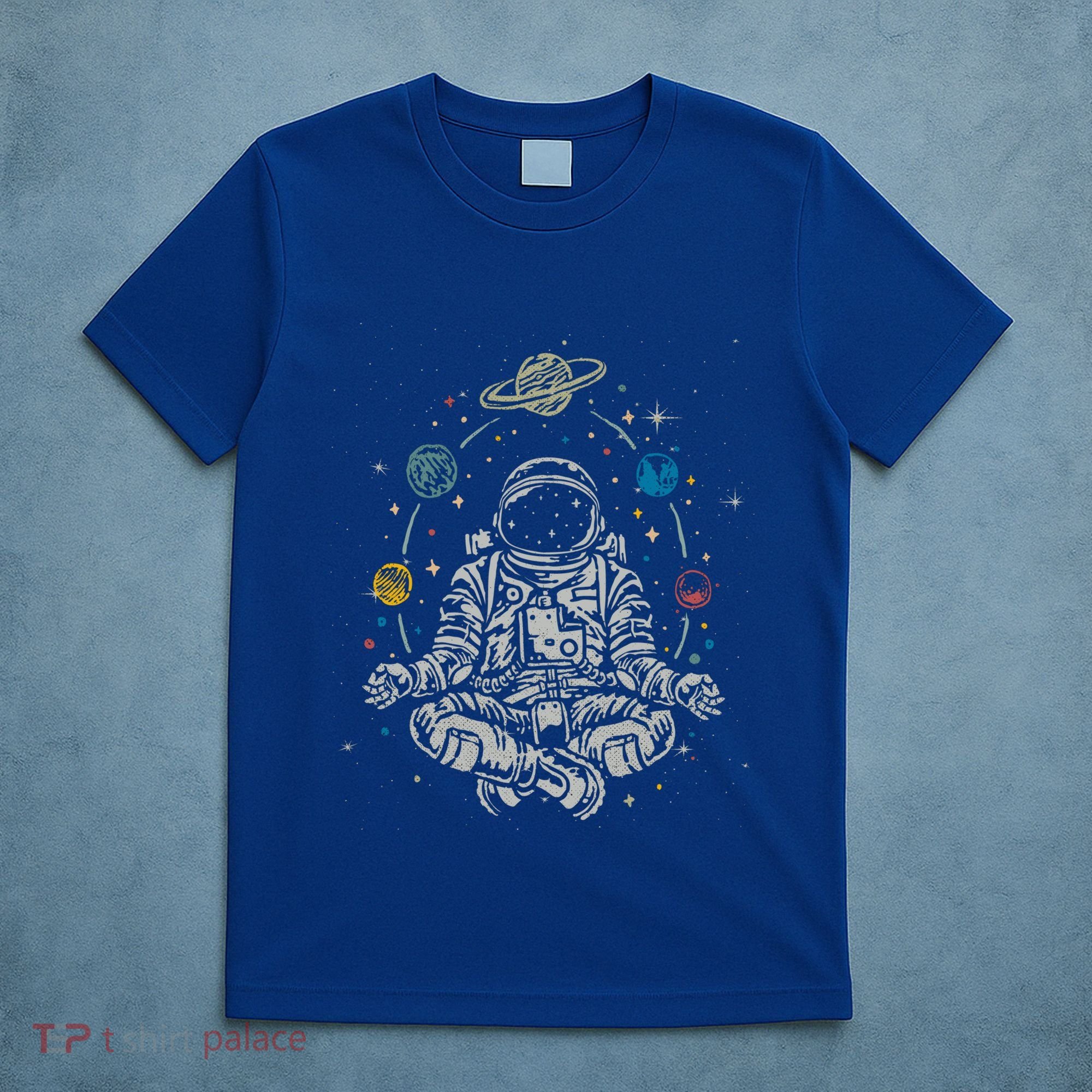 Vintage Lotus Meditating Astronaut Zen Yoga Planets Universe Gift T-Shirt