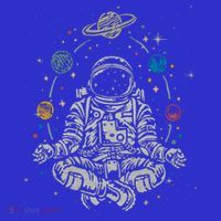 Vintage Lotus Meditating Astronaut Zen Yoga Planets Universe Gift T-Shirt thumb 7