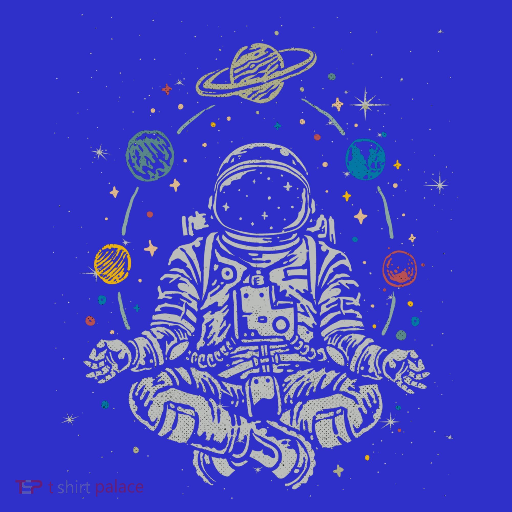 Vintage Lotus Meditating Astronaut Zen Yoga Planets Universe Gift T-Shirt