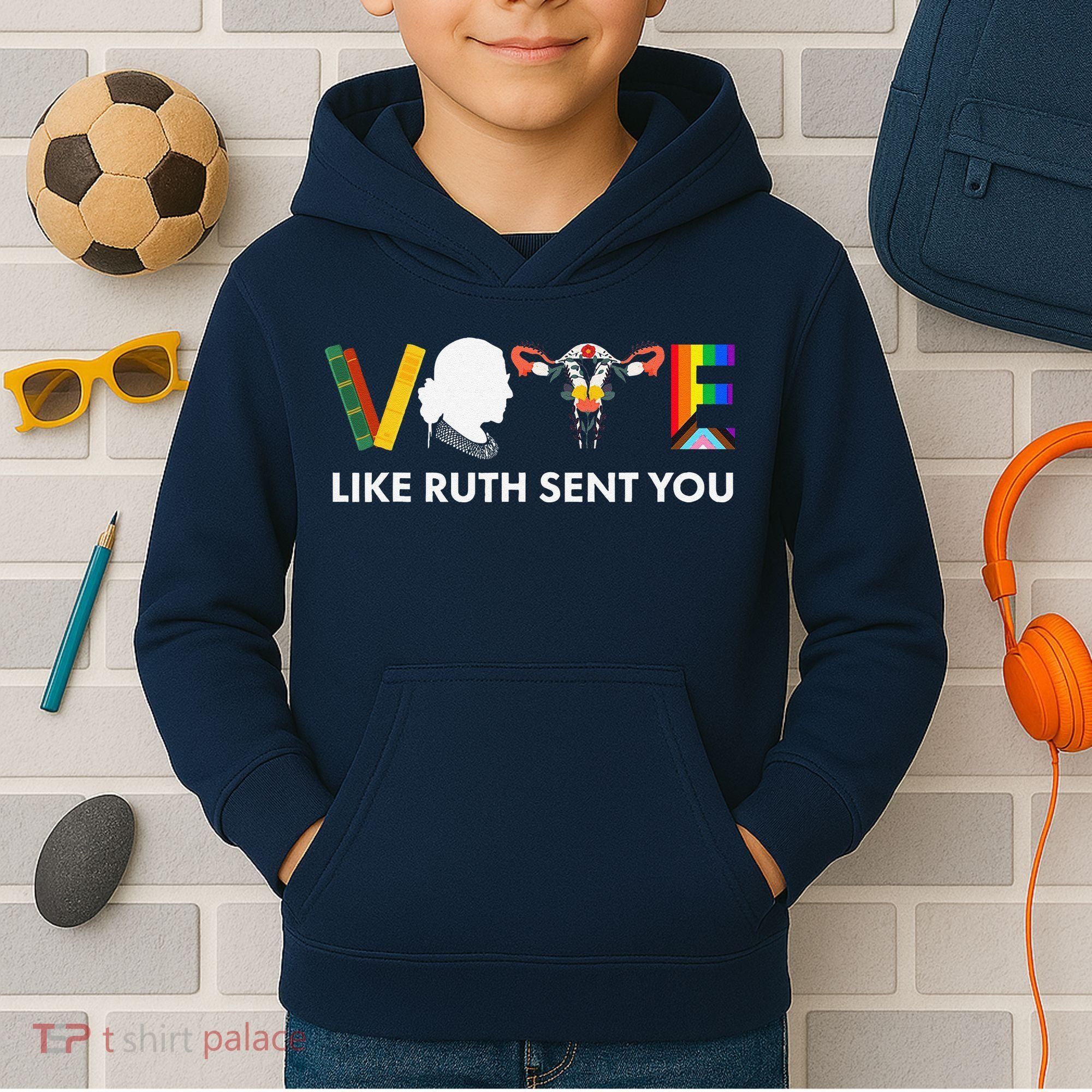 Vote Like Ruth Sent You Uterus Feminist Lgbt Kids Hoodie