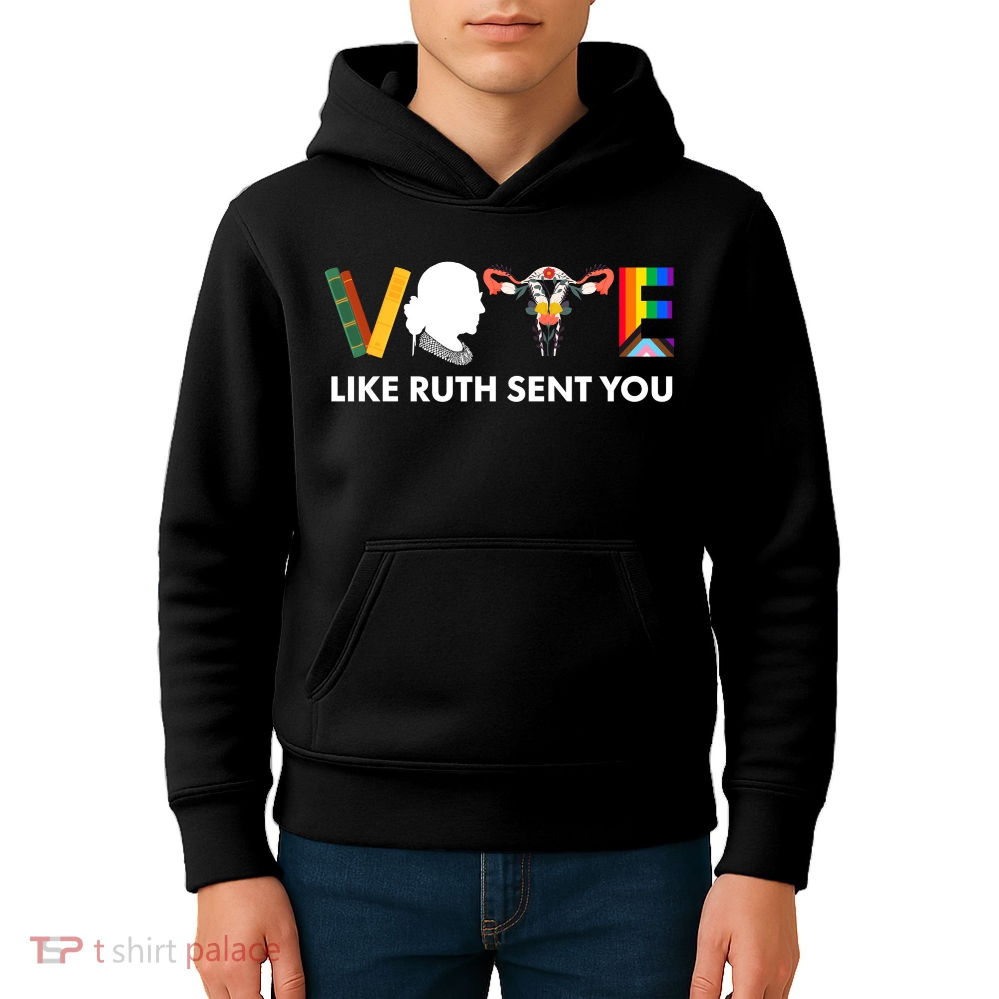 Vote Like Ruth Sent You Uterus Feminist Lgbt Kids Hoodie