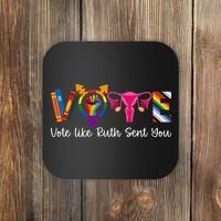 Vote Like Ruth Sent You Uterus Feminist Lgbt Coaster thumb 0