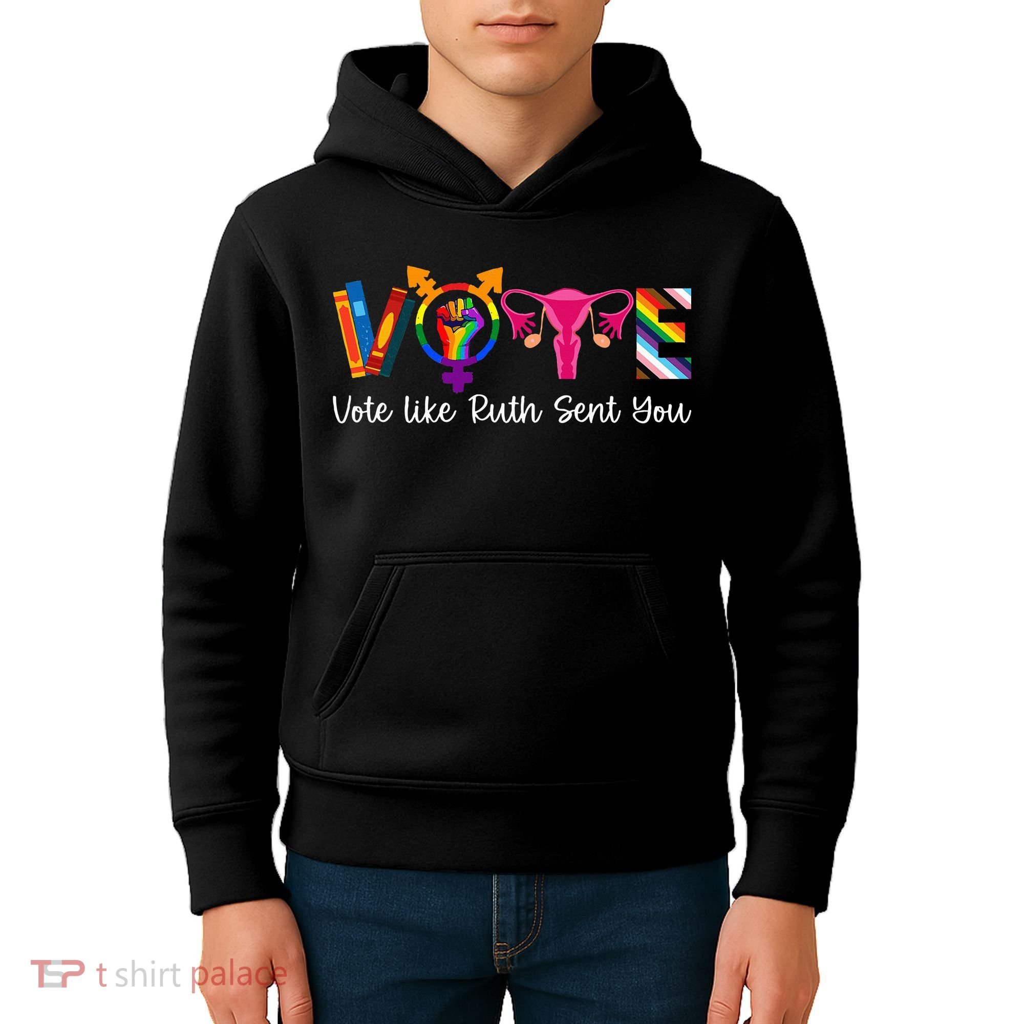 Vote Like Ruth Sent You Uterus Feminist Lgbt Kids Hoodie