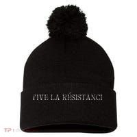 Vive La Resistance Feminist Pom Pom 12in Knit Beanie thumb 0