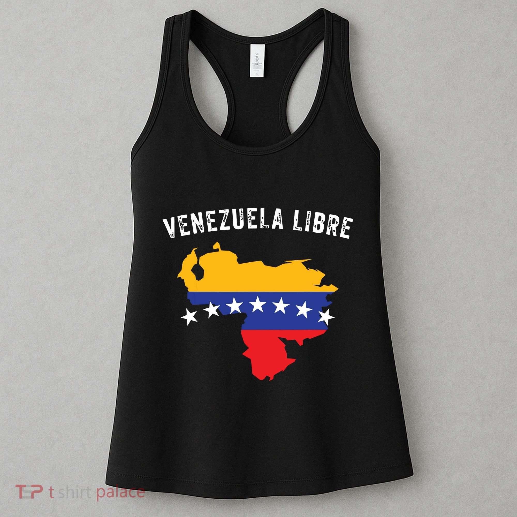 Venezuela Libre Venezuela Map 7 Stars Flag Family Souvenir Women's Tank Top