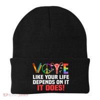 Vote Like Your Life Depends On It Feminist Gift Beanie thumb 0