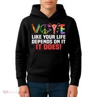 Vote Like Your Life Depends On It Feminist Gift Kids Hoodie thumb 4