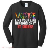 Vote Like Your Life Depends On It Feminist Gift Kids Long Sleeve Shirt thumb 0
