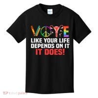Vote Like Your Life Depends On It Feminist Gift Kids T-Shirt thumb 0