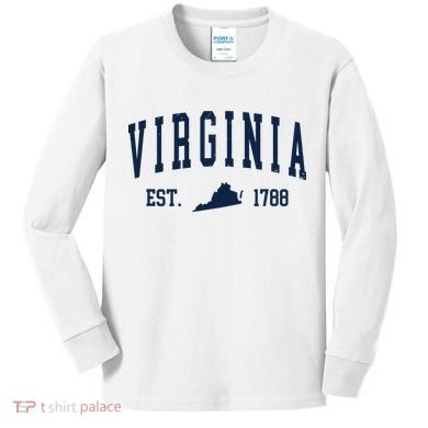 Virginia Map 1788 Vintage Souvenirs Virginia Kids Long Sleeve Shirt