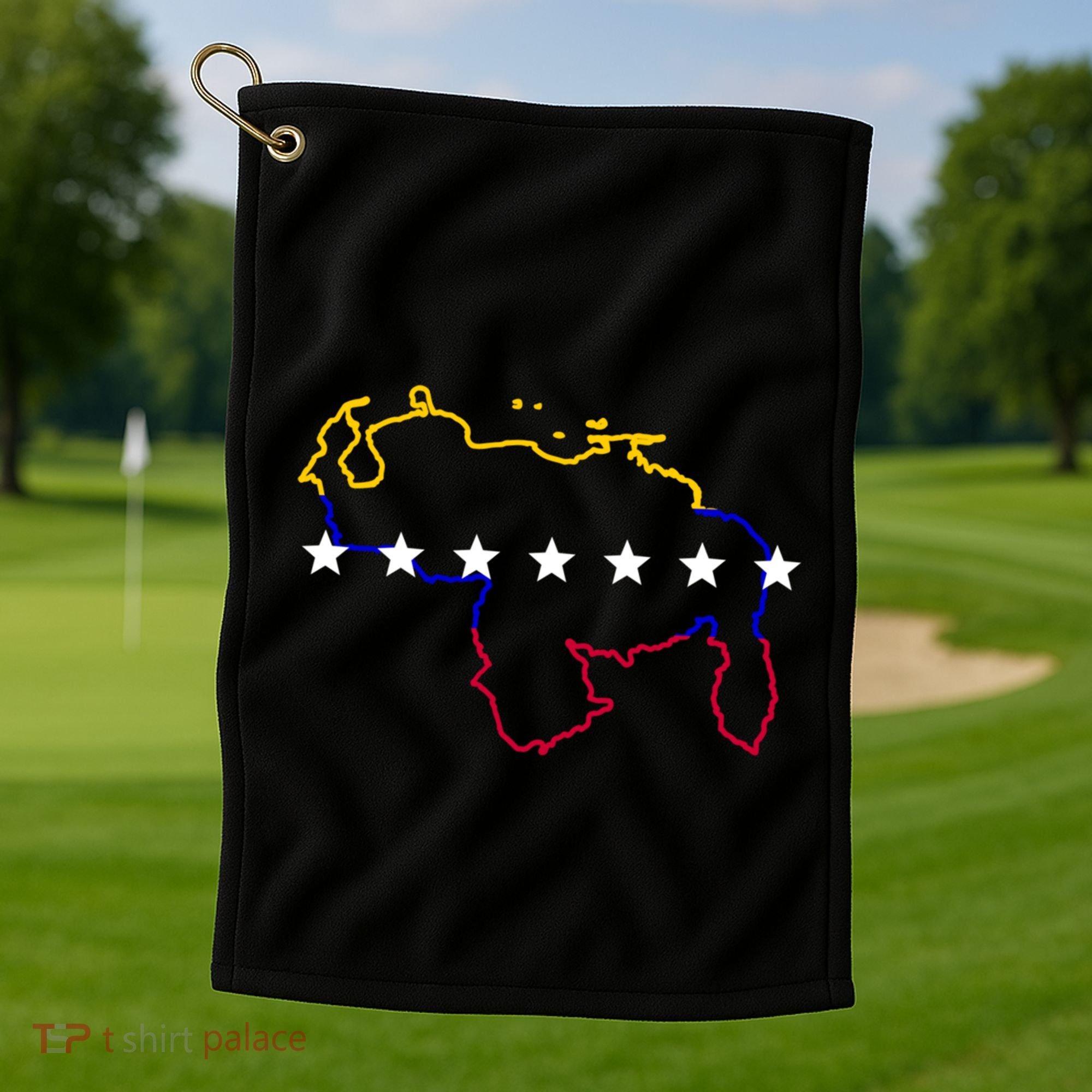 Venezuela Map 7 Stars Flag Gift Golf Towel
