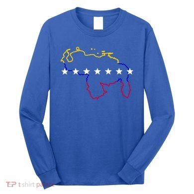 Venezuela Map 7 Stars Flag Gift Long Sleeve Shirt