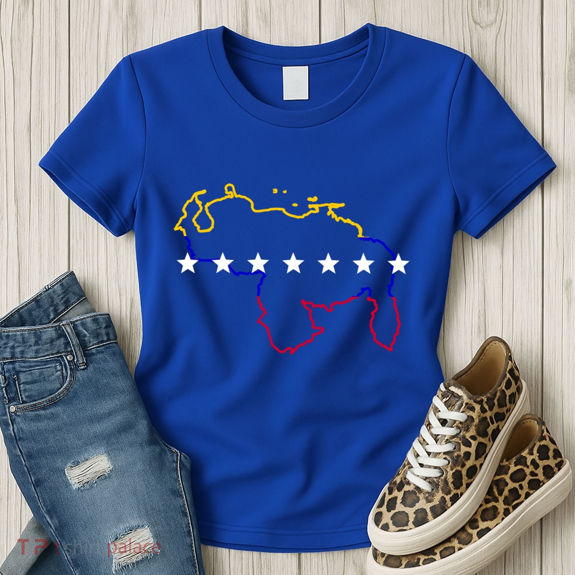 Venezuela Map 7 Stars Flag Gift Women's T-Shirt