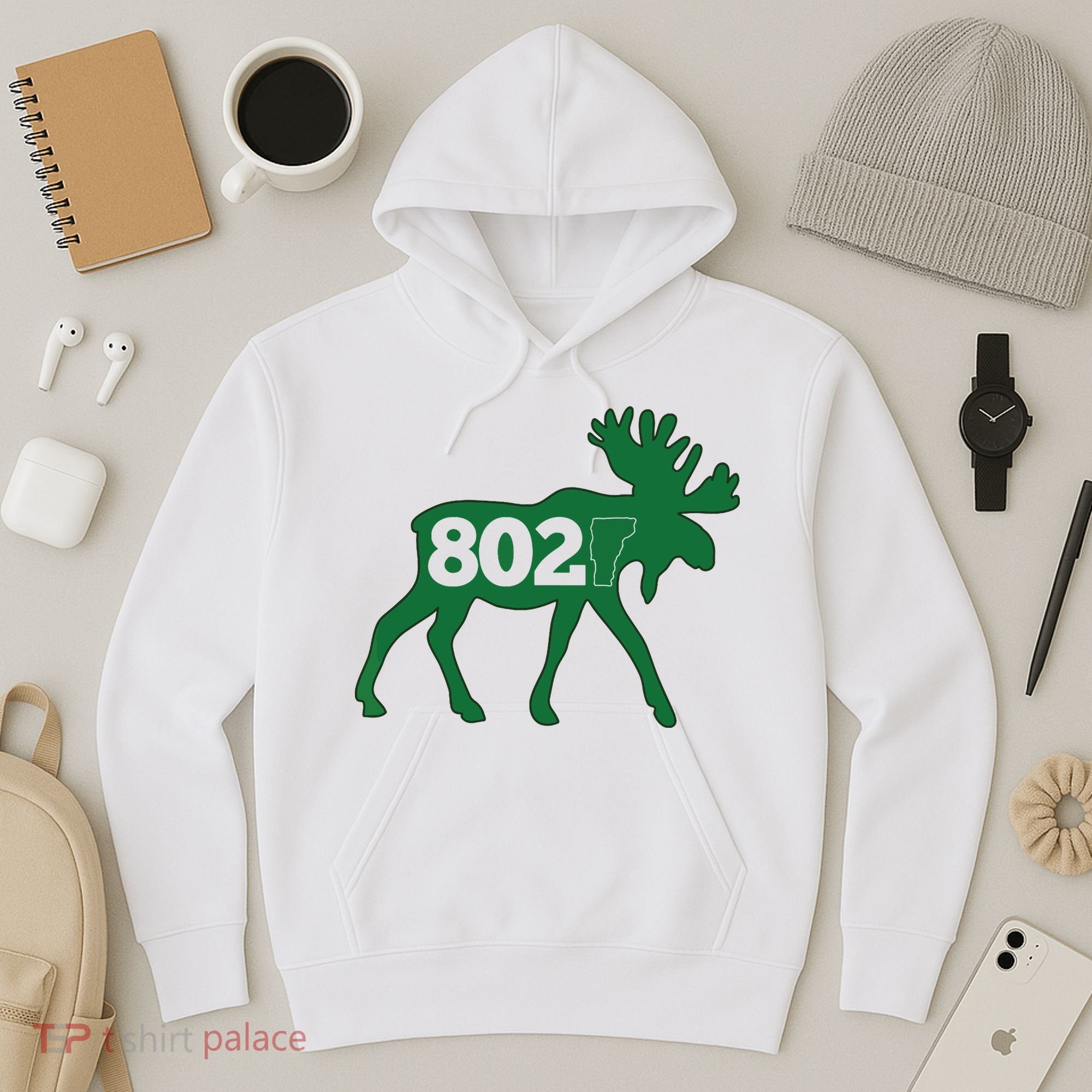 Vermont Moose 802 Vermont Green Mountain State Hoodie