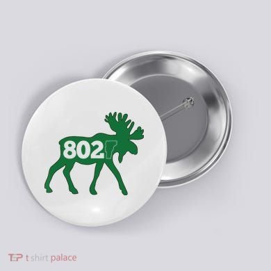 Vermont Moose 802 Vermont Green Mountain State Button