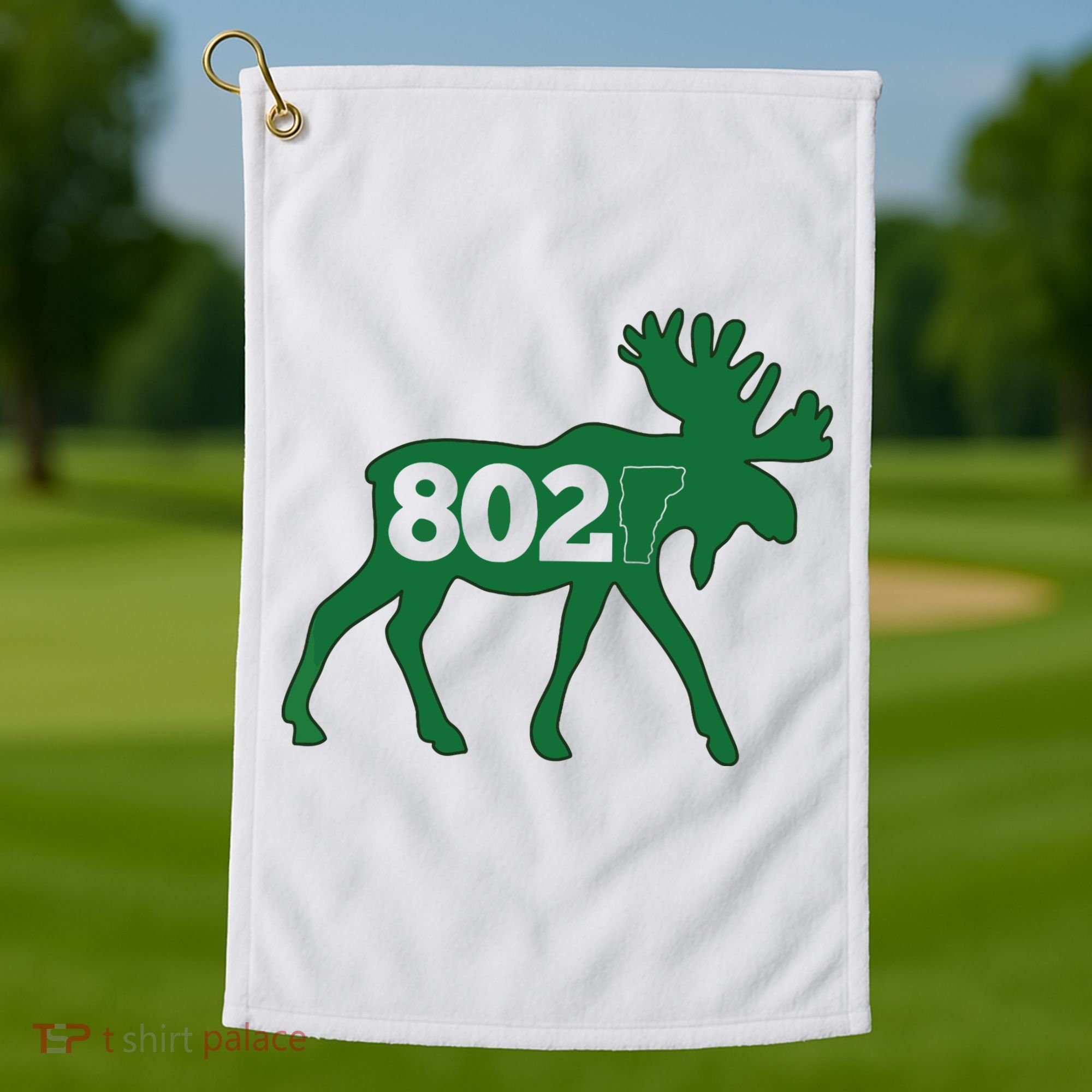Vermont Moose 802 Vermont Green Mountain State Golf Towel