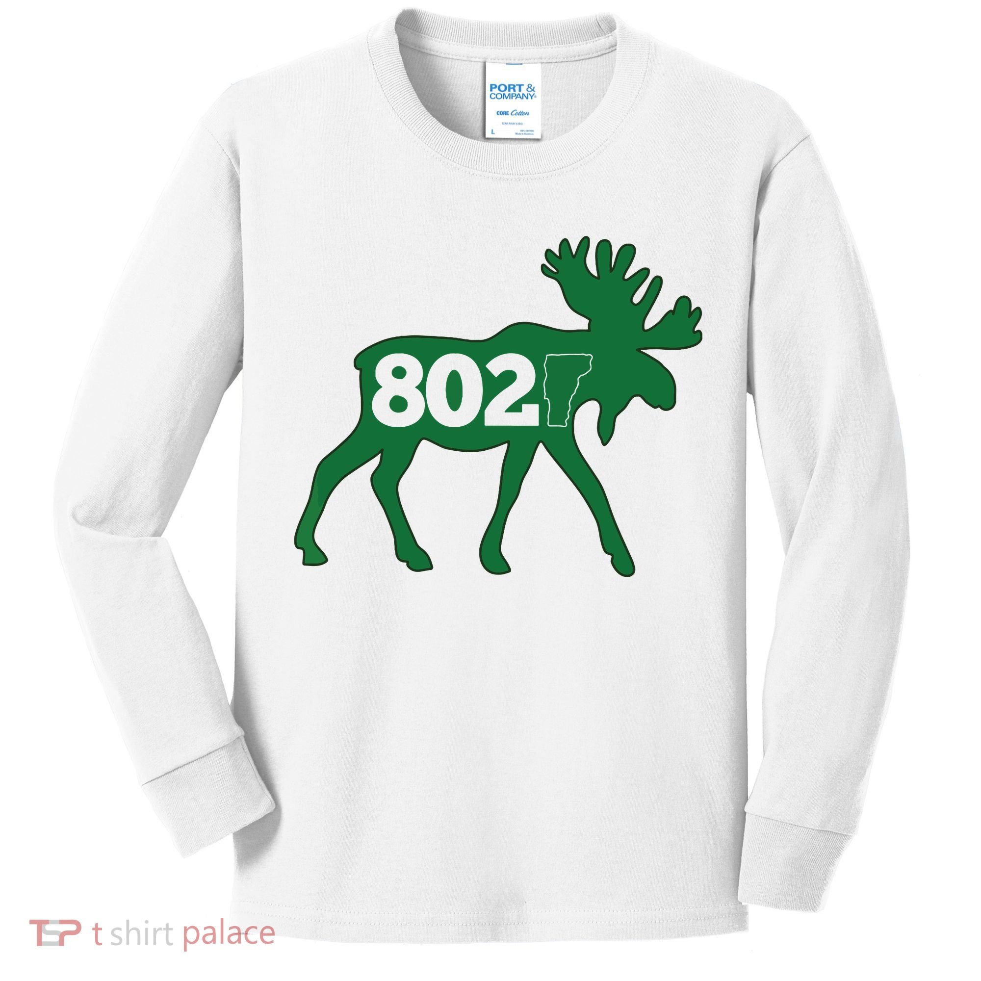 Vermont Moose 802 Vermont Green Mountain State Kids Long Sleeve Shirt