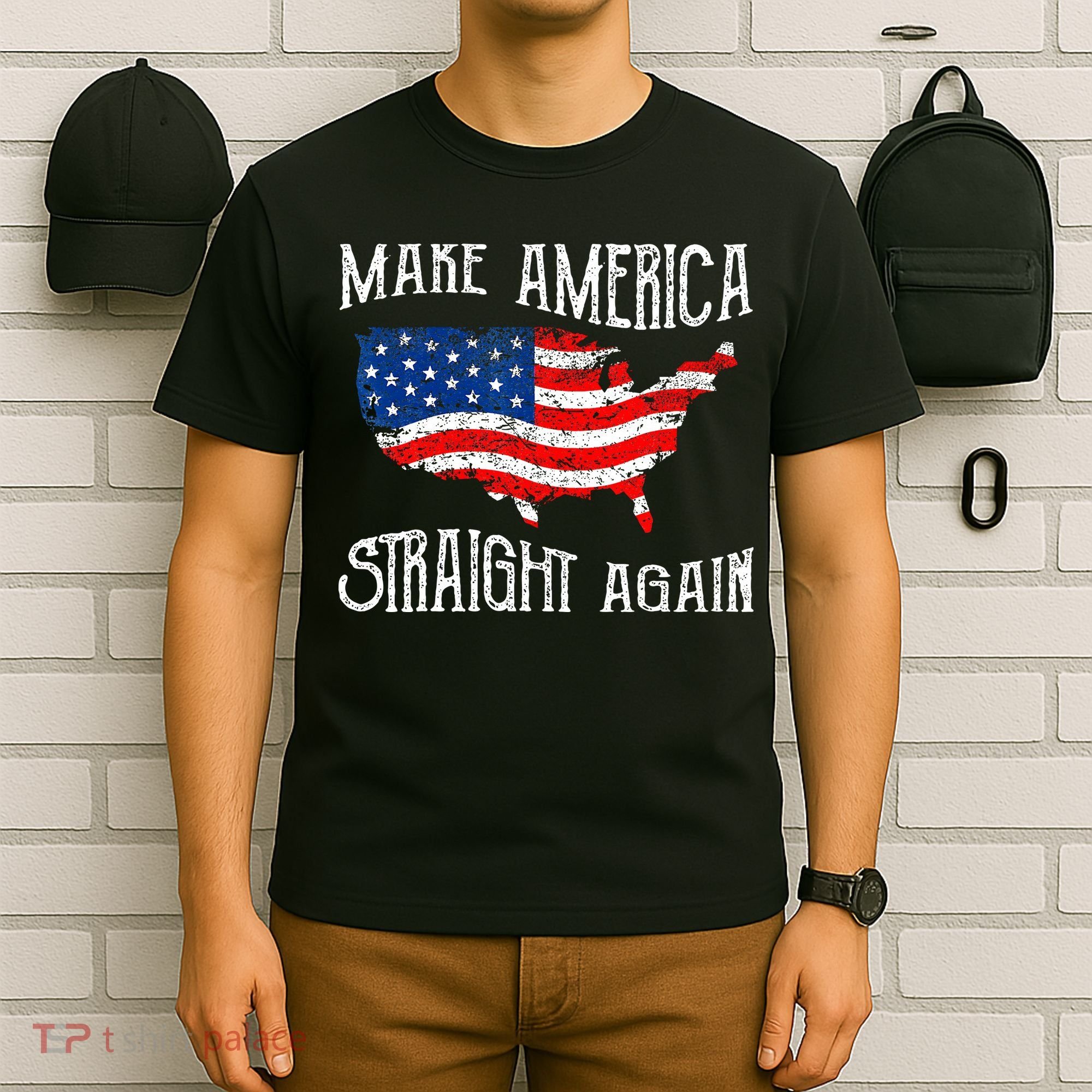 Vintage Make America Straight Again Groovy T-Shirt