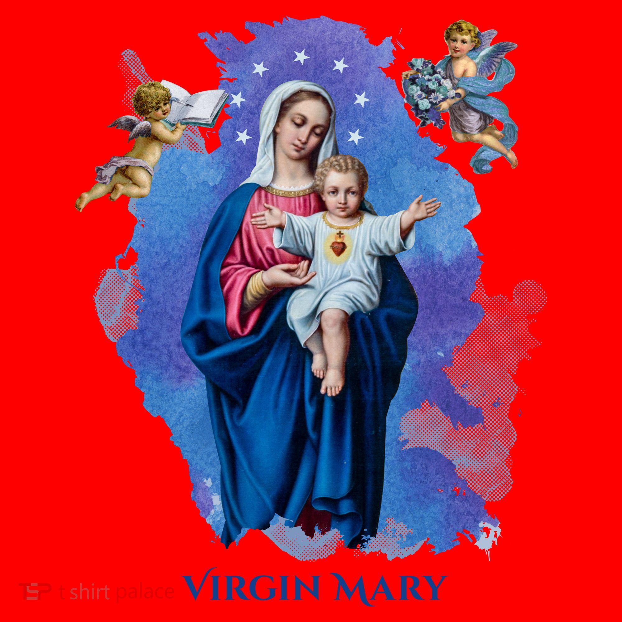 Virgin Mary Angel Religious Gift Art Santa Hat