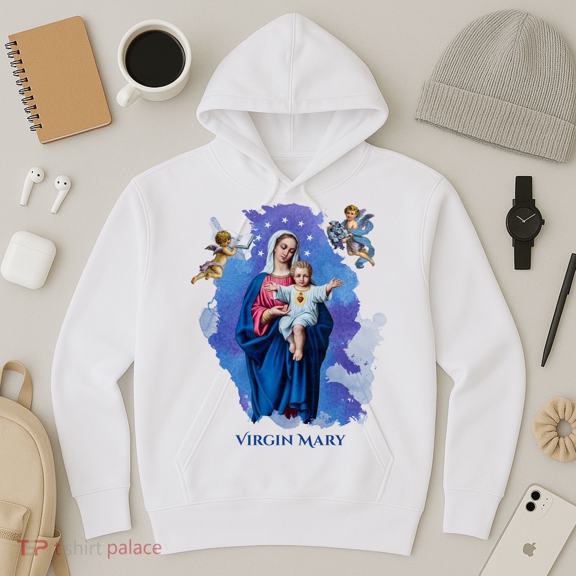 Virgin Mary Angel Religious Gift Art Hoodie