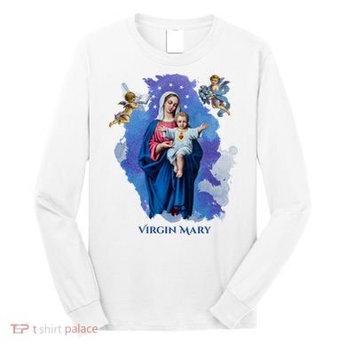 Virgin Mary Angel Religious Gift Art Long Sleeve Shirt