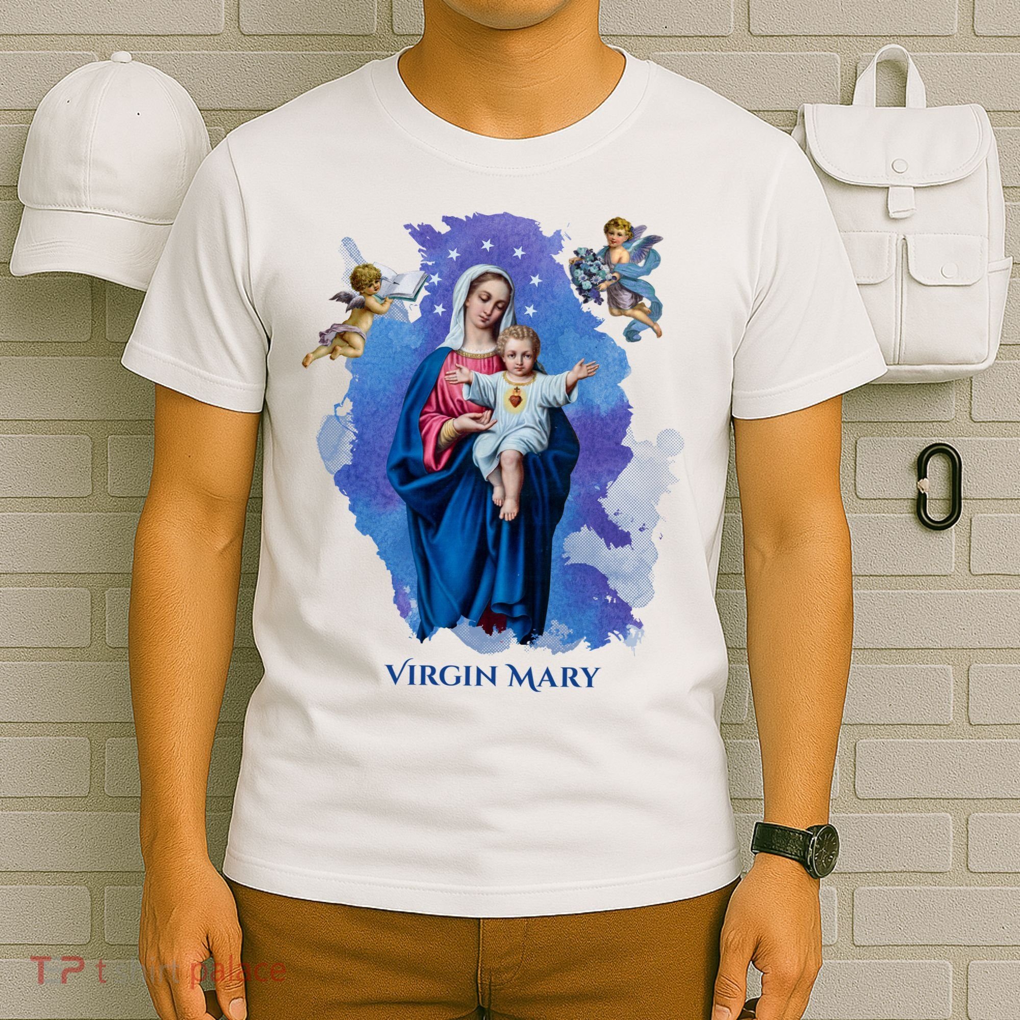 Virgin Mary Angel Religious Gift Art T-Shirt