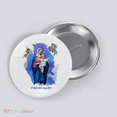 Virgin Mary Angel Religious Gift Art Button