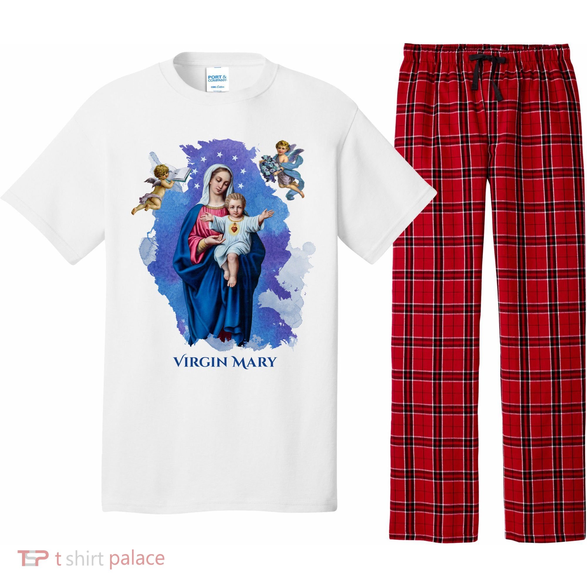 Virgin Mary Angel Religious Gift Art Pajama Set