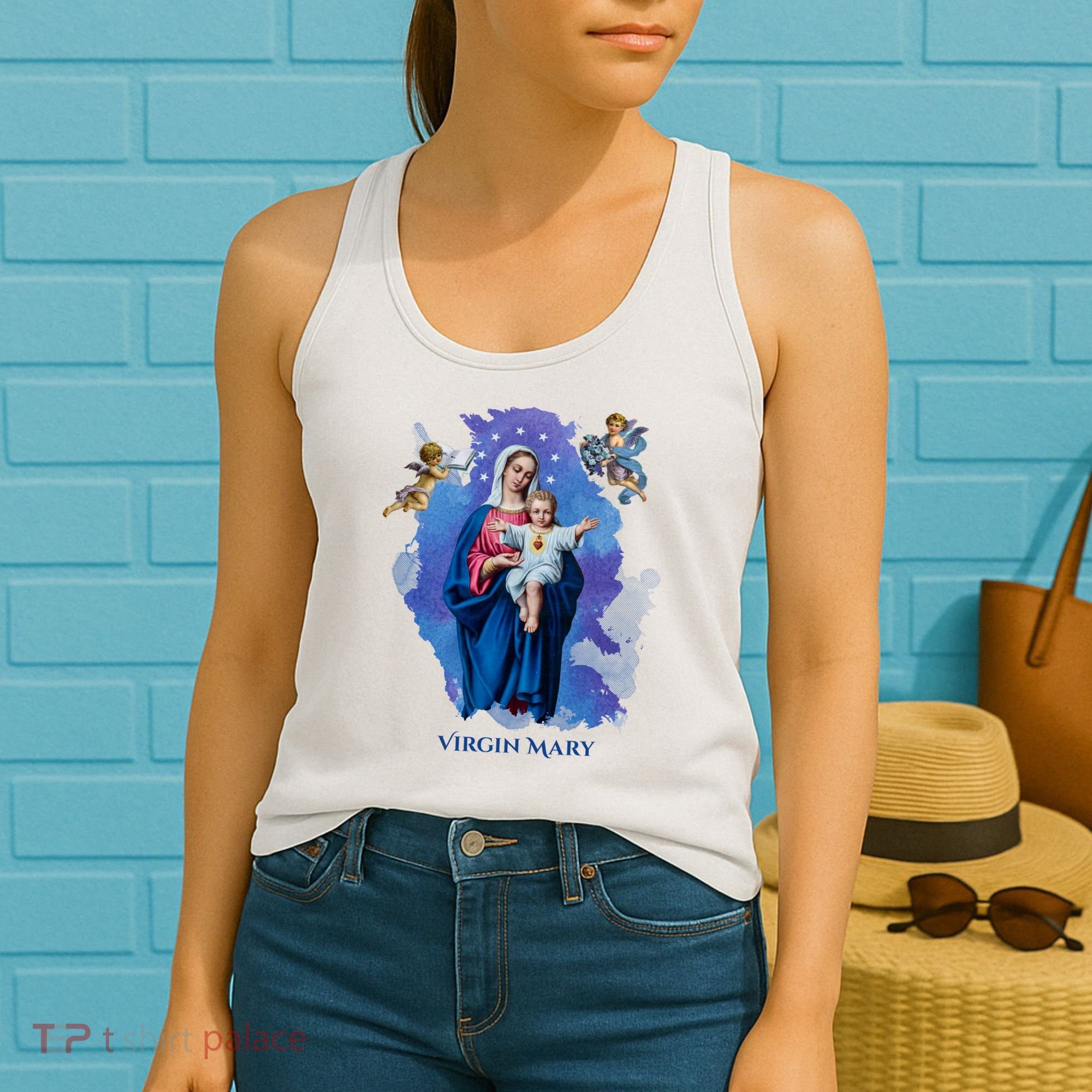 Virgin Mary Angel Religious Gift Art Women's Tank Top